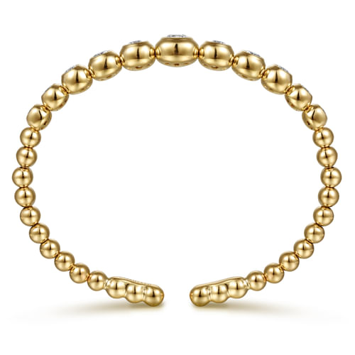 14K Yellow Gold Bujukan and Graduating Diamond Split Bangle Bracelet