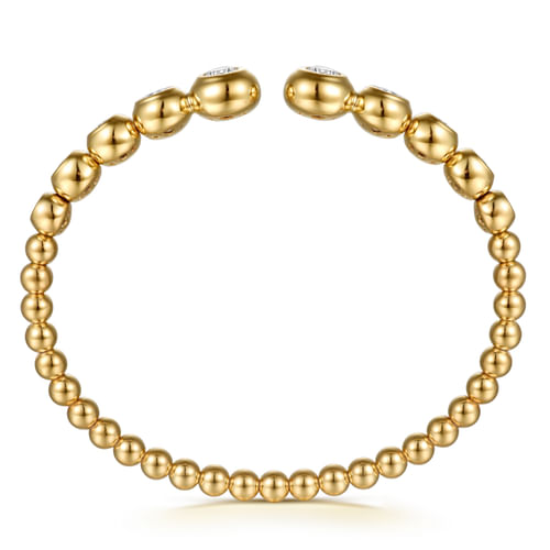 14K Yellow Gold Bujukan and Graduating Diamond Split Bangle Bracelet
