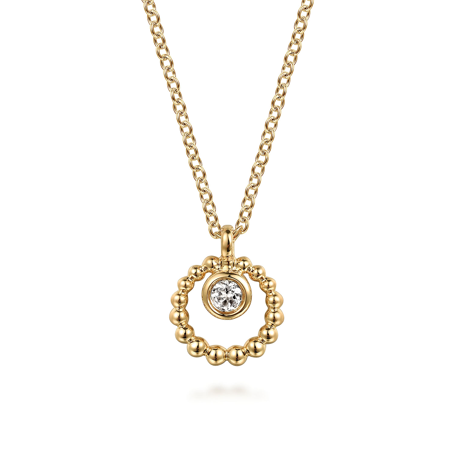Gabriel - 14K Yellow Gold Bujukan and White Sapphire Pendant Necklace
