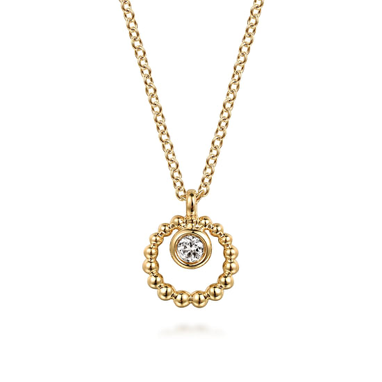 Gabriel - 14K Yellow Gold Bujukan and White Sapphire Pendant Necklace