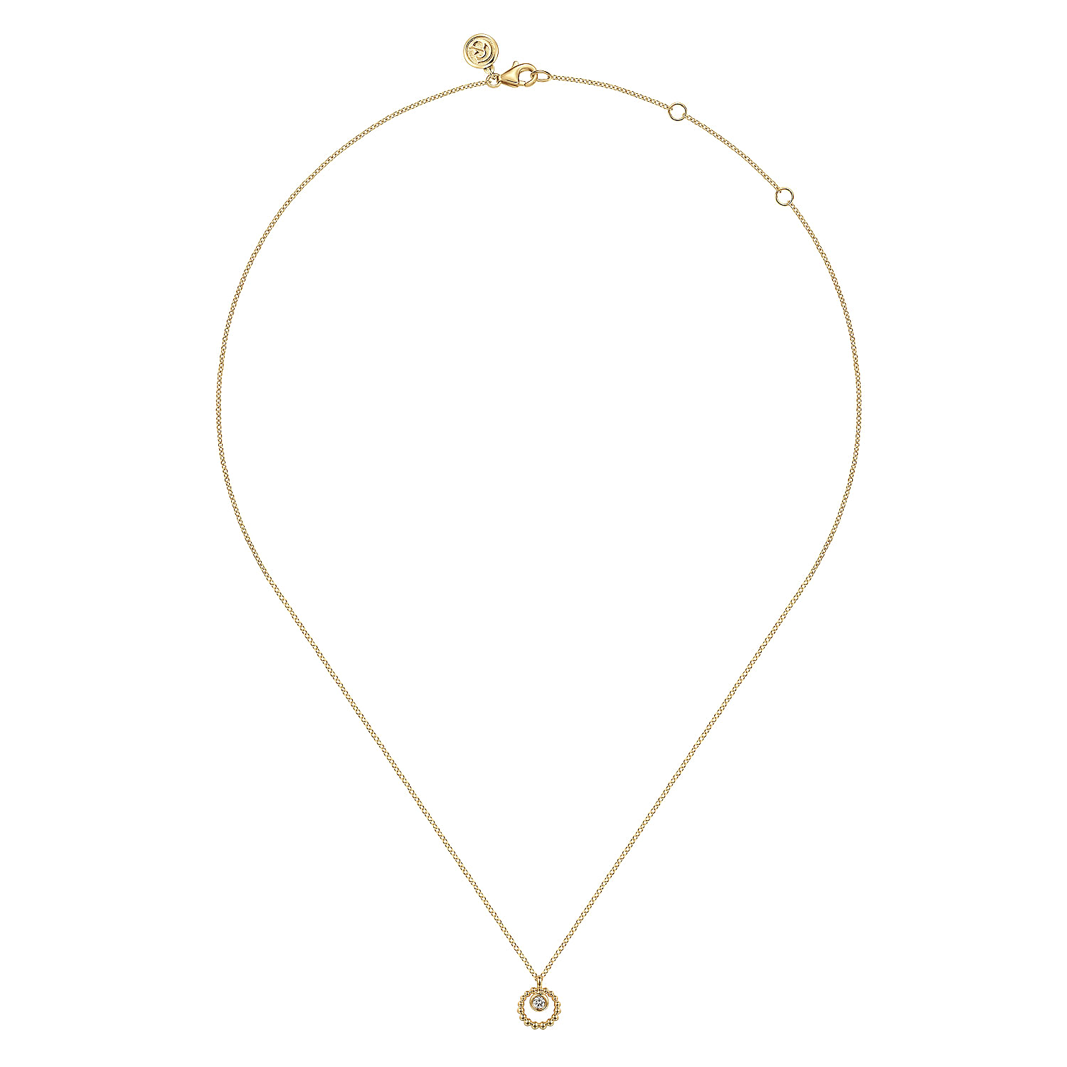 14K Yellow Gold Bujukan and White Sapphire Pendant Necklace