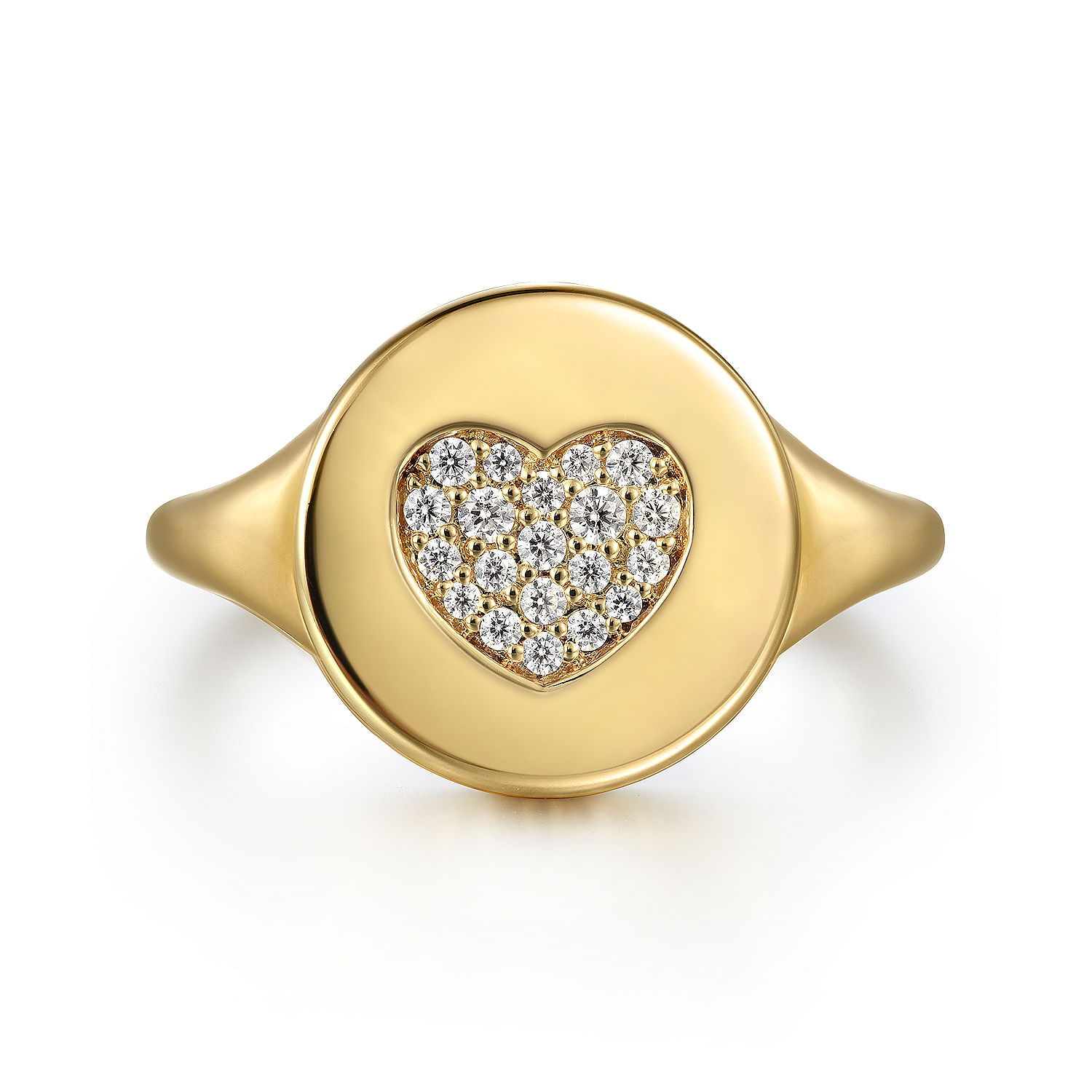 14K Yellow Gold Bujukan diamond heart Signet Ring