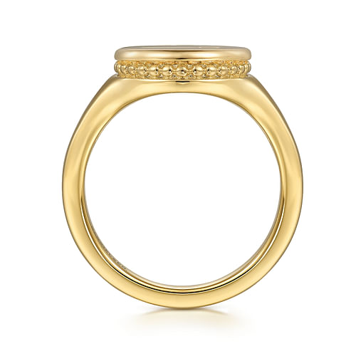 14K Yellow Gold Bujukan diamond heart Signet Ring