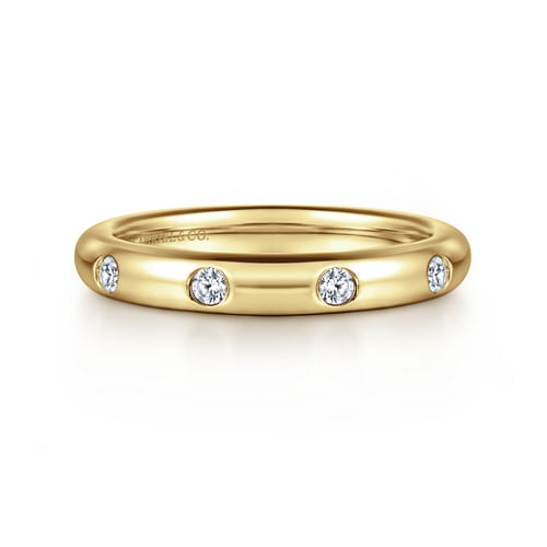 14K Yellow Gold Burnish Set Diamond Eternity Band