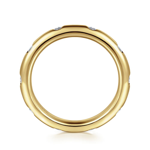 14K Yellow Gold Burnish Set Diamond Eternity Band