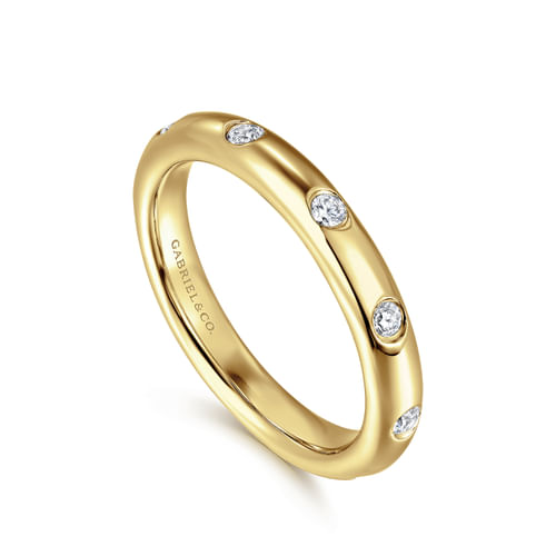 14K Yellow Gold Burnish Set Diamond Eternity Band