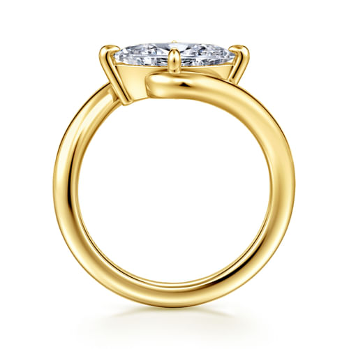 14K Yellow Gold Bypass Compass Prong Marquise Shape Diamond Engagement Ring