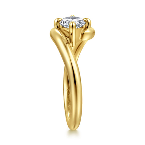 14K Yellow Gold Bypass Compass Prong Marquise Shape Diamond Engagement Ring