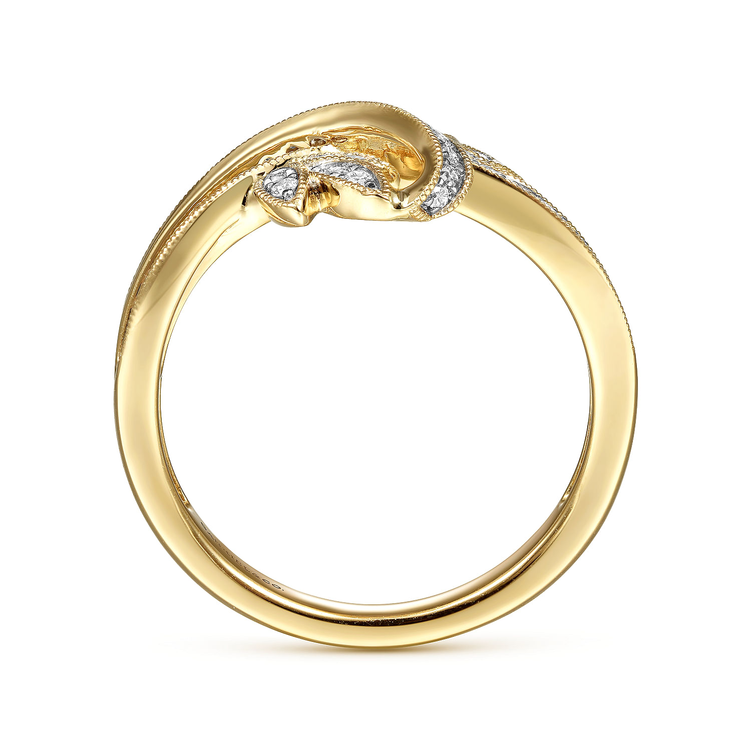 14K Yellow Gold Bypass Leaf Diamond Ring