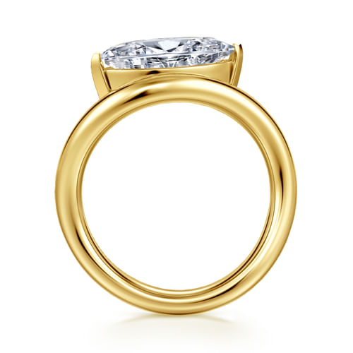 14K Yellow Gold Bypass Marquise Shape Diamond Engagement Ring