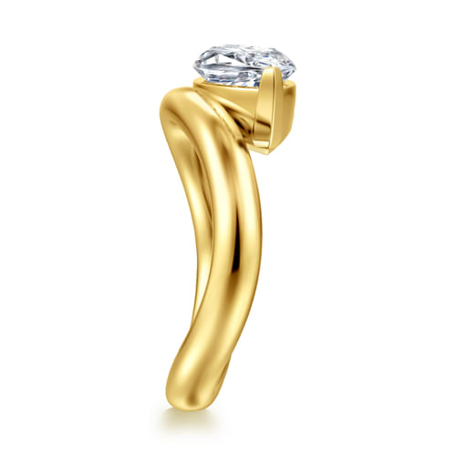 14K Yellow Gold Bypass Marquise Shape Diamond Engagement Ring