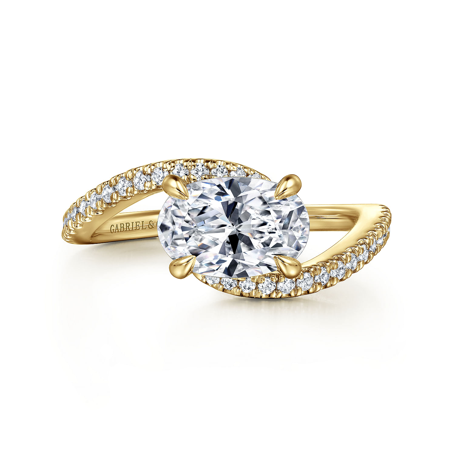 Gabriel - 14K Yellow Gold Bypass Oval Diamond Engagement Ring
