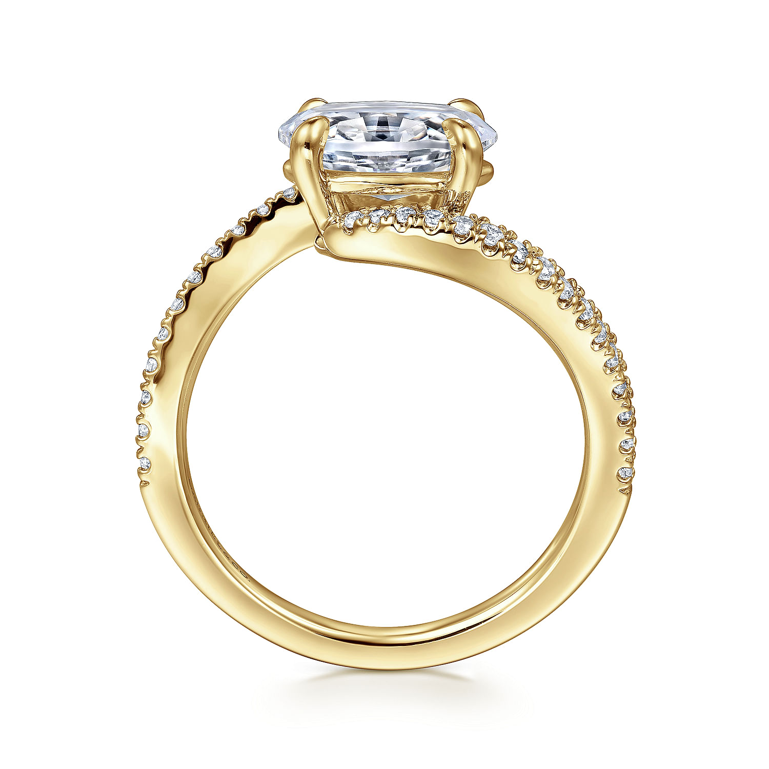14K Yellow Gold Bypass Oval Diamond Engagement Ring