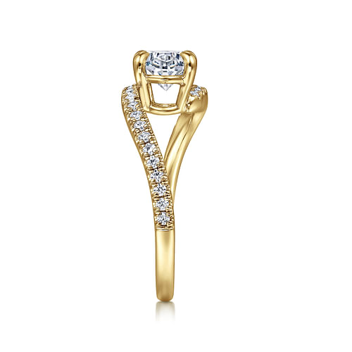 14K Yellow Gold Bypass Oval Diamond Engagement Ring