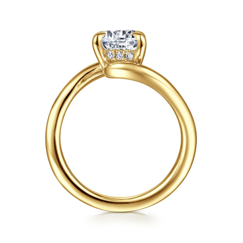 14K Yellow Gold Bypass Oval Diamond Engagement Ring