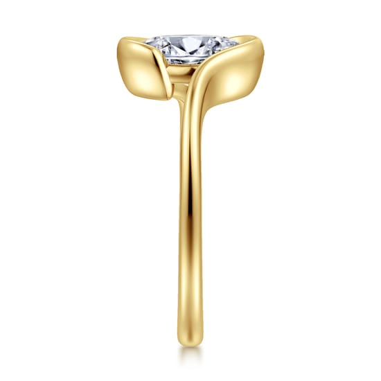 14K Yellow Gold Bypass Oval Solitaire Diamond Engagement Ring angle 5