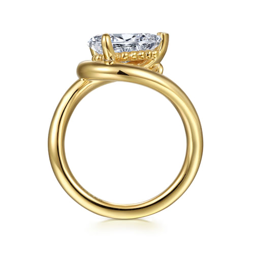14K Yellow Gold Bypass Pear Shape Diamond Engagement Ring