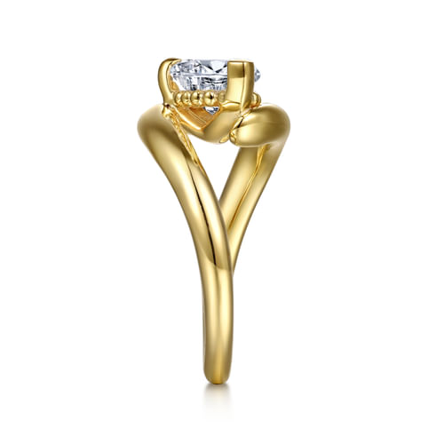 14K Yellow Gold Bypass Pear Shape Diamond Engagement Ring