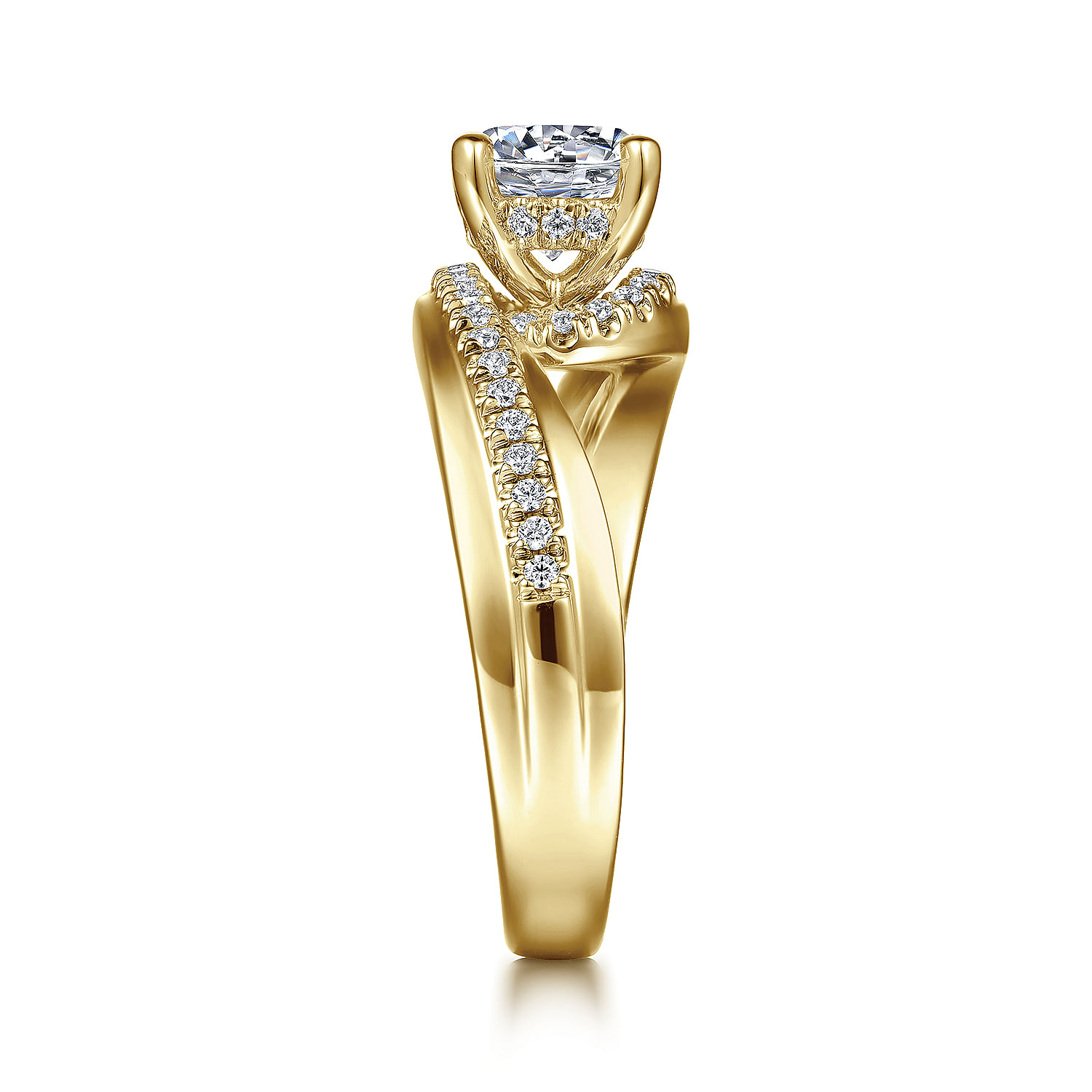 14K Yellow Gold Bypass Round Diamond Engagement Ring