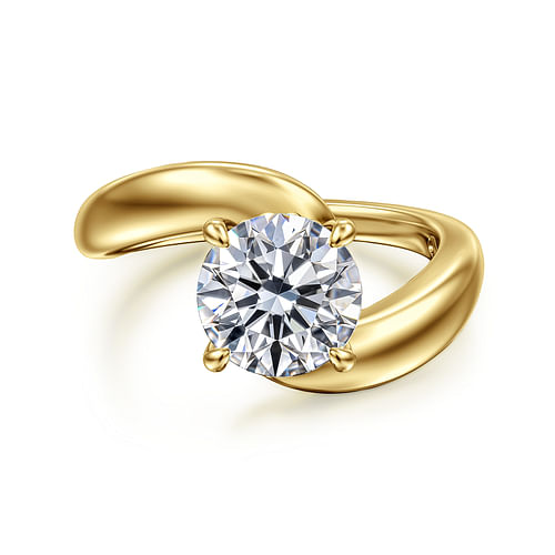 14K Yellow Gold Bypass Round Diamond Engagement Ring