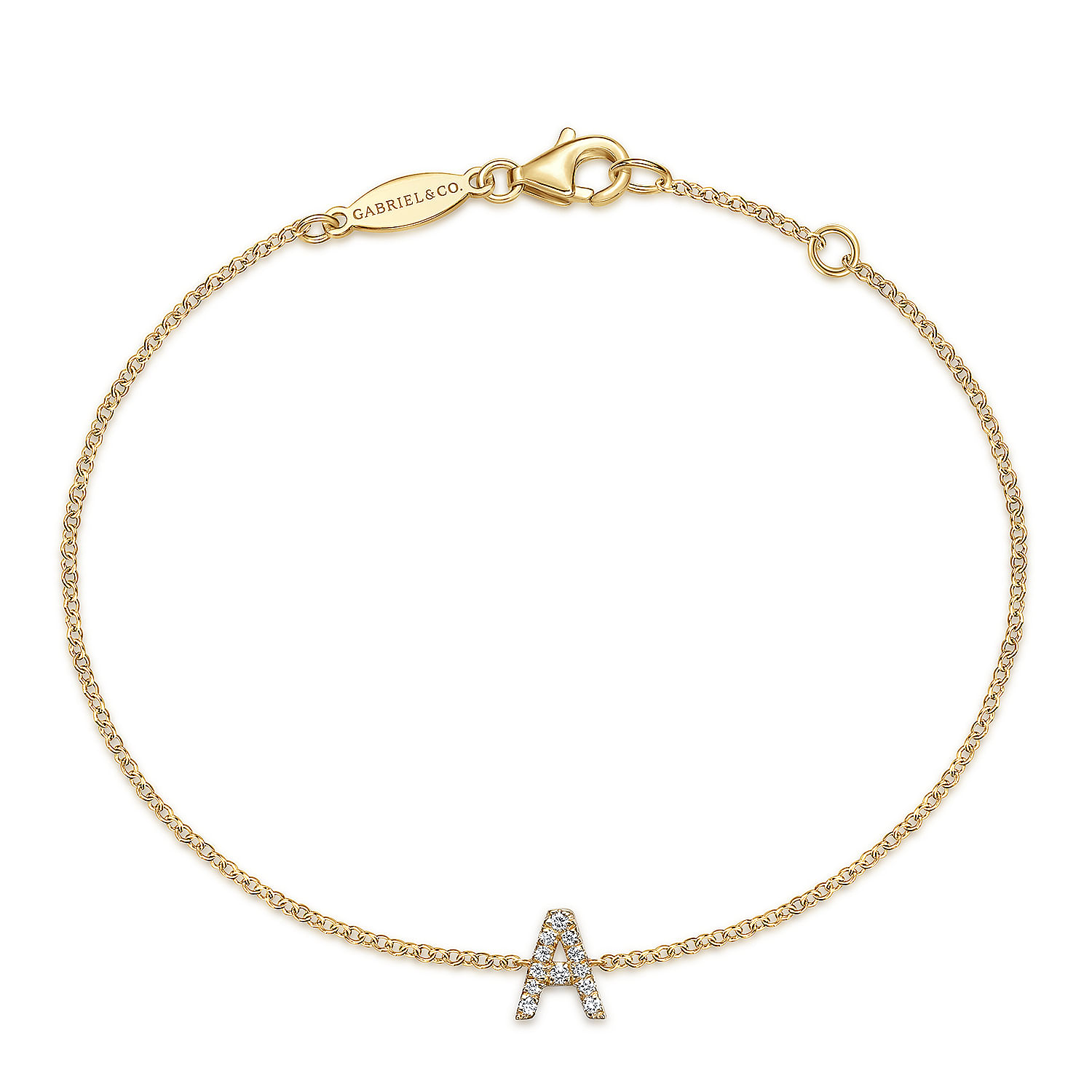 14K Yellow Gold Chain Bracelet with A Diamond Initial