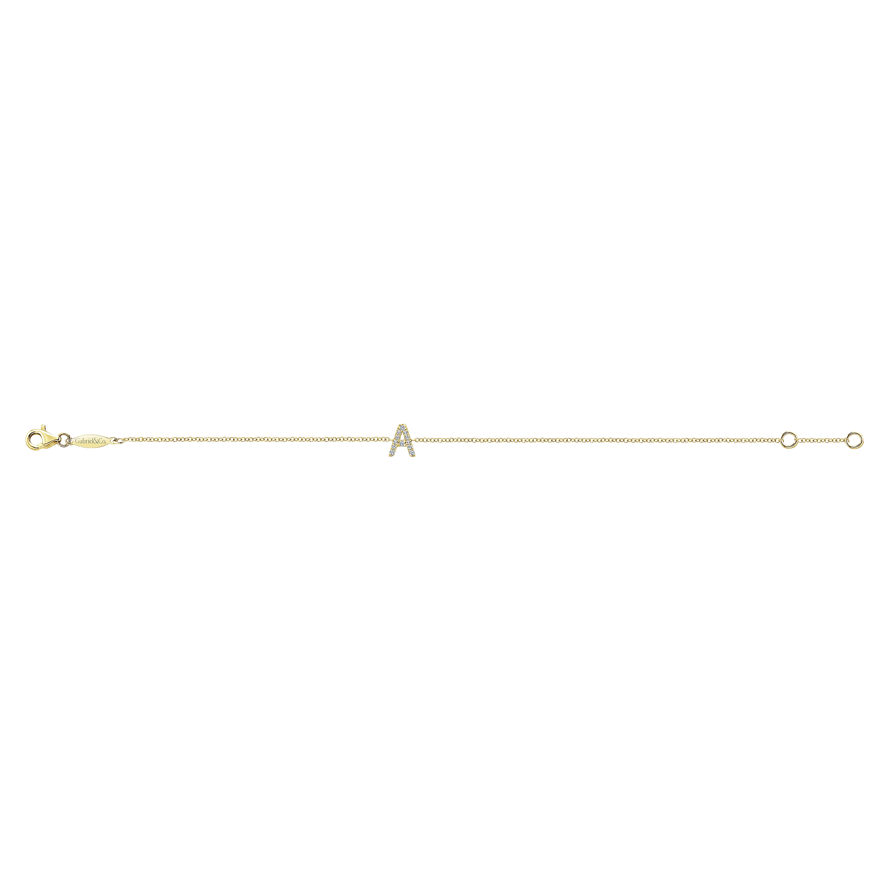 14K Yellow Gold Chain Bracelet with A Diamond Initial