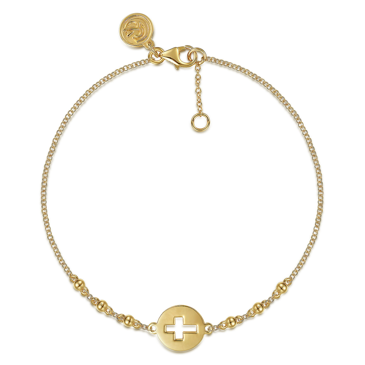 Gabriel - 14K Yellow Gold Chain Bracelet with Cutout Cross Disc