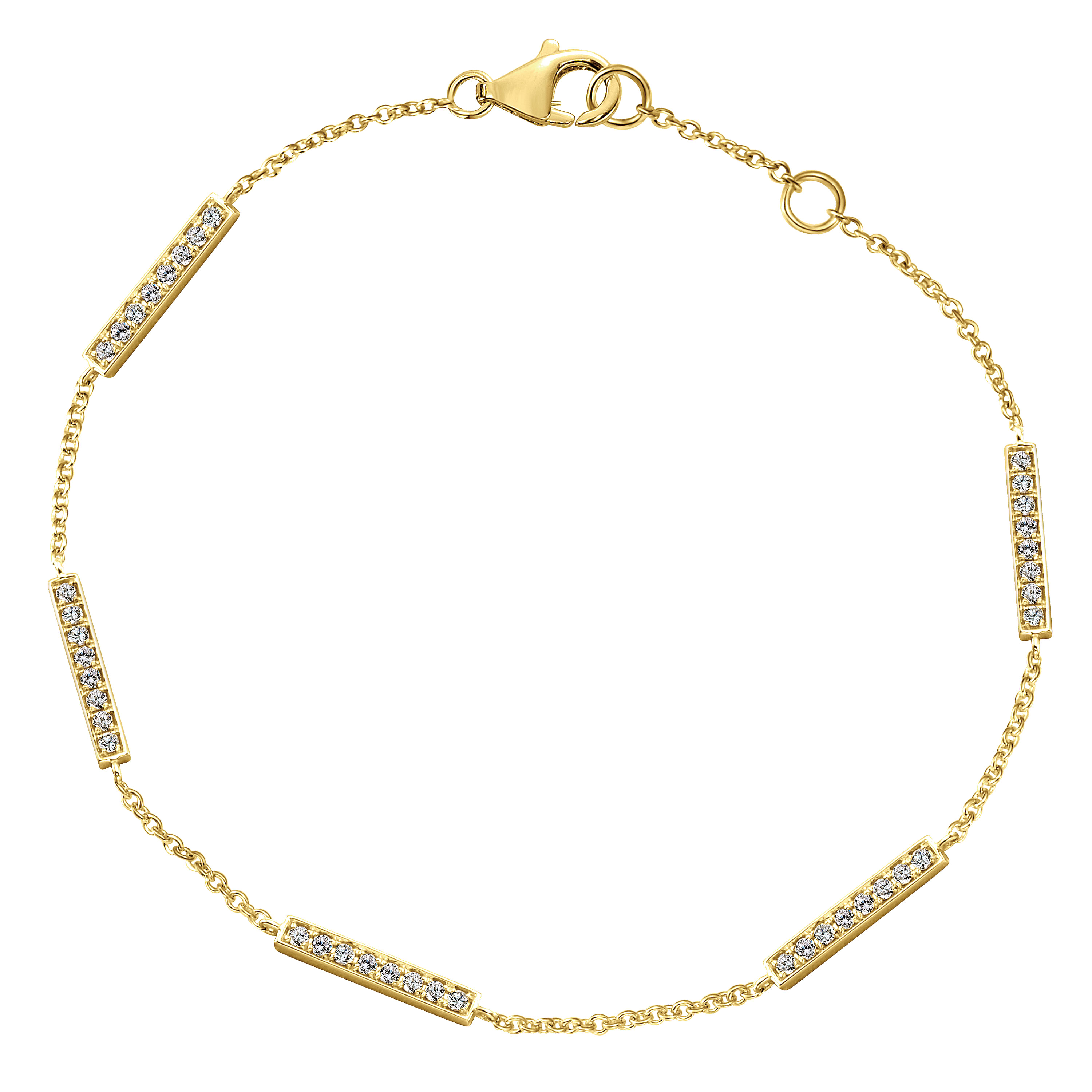 14K Yellow Gold Chain Bracelet with Diamond Bar Stations