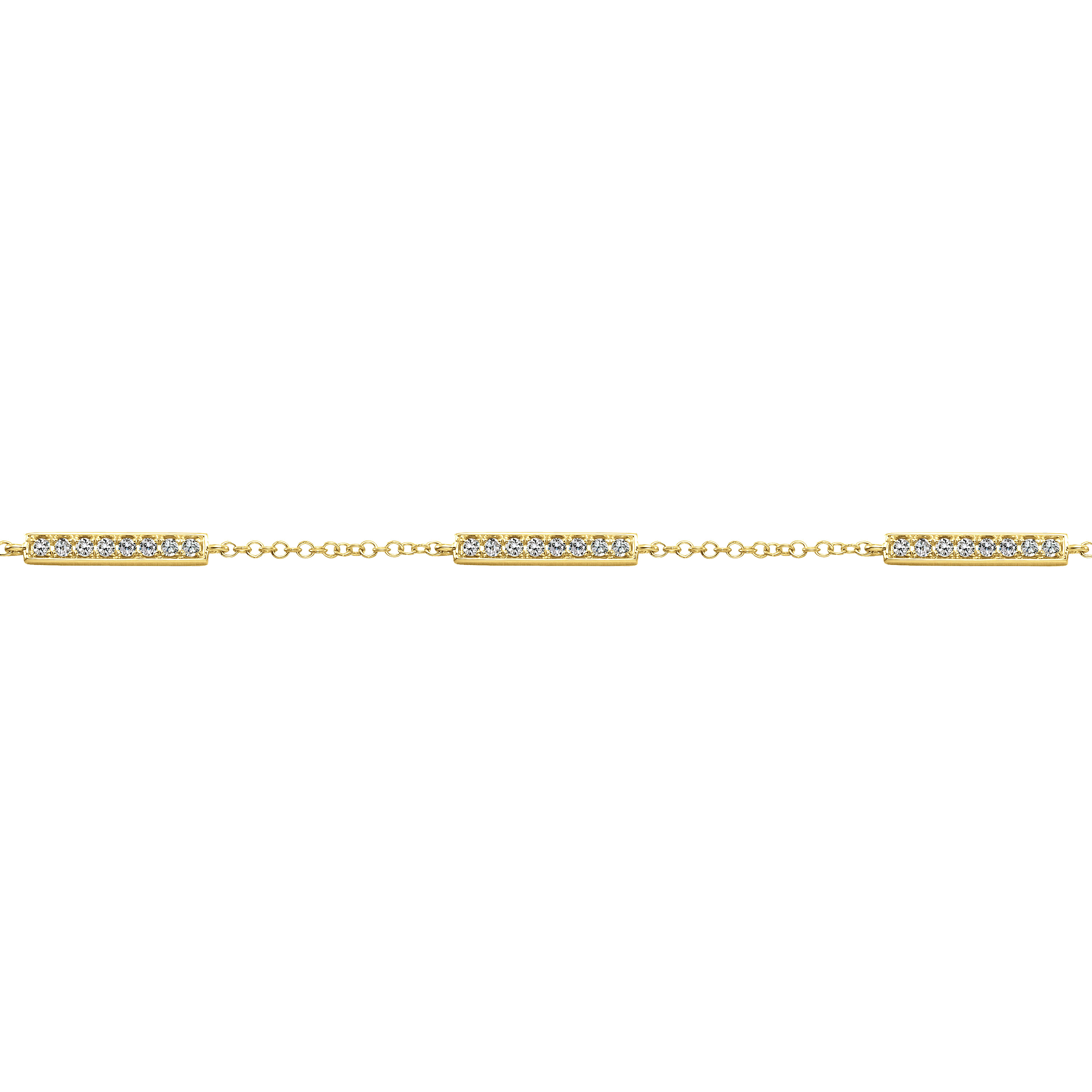 14K Yellow Gold Chain Bracelet with Diamond Bar Stations