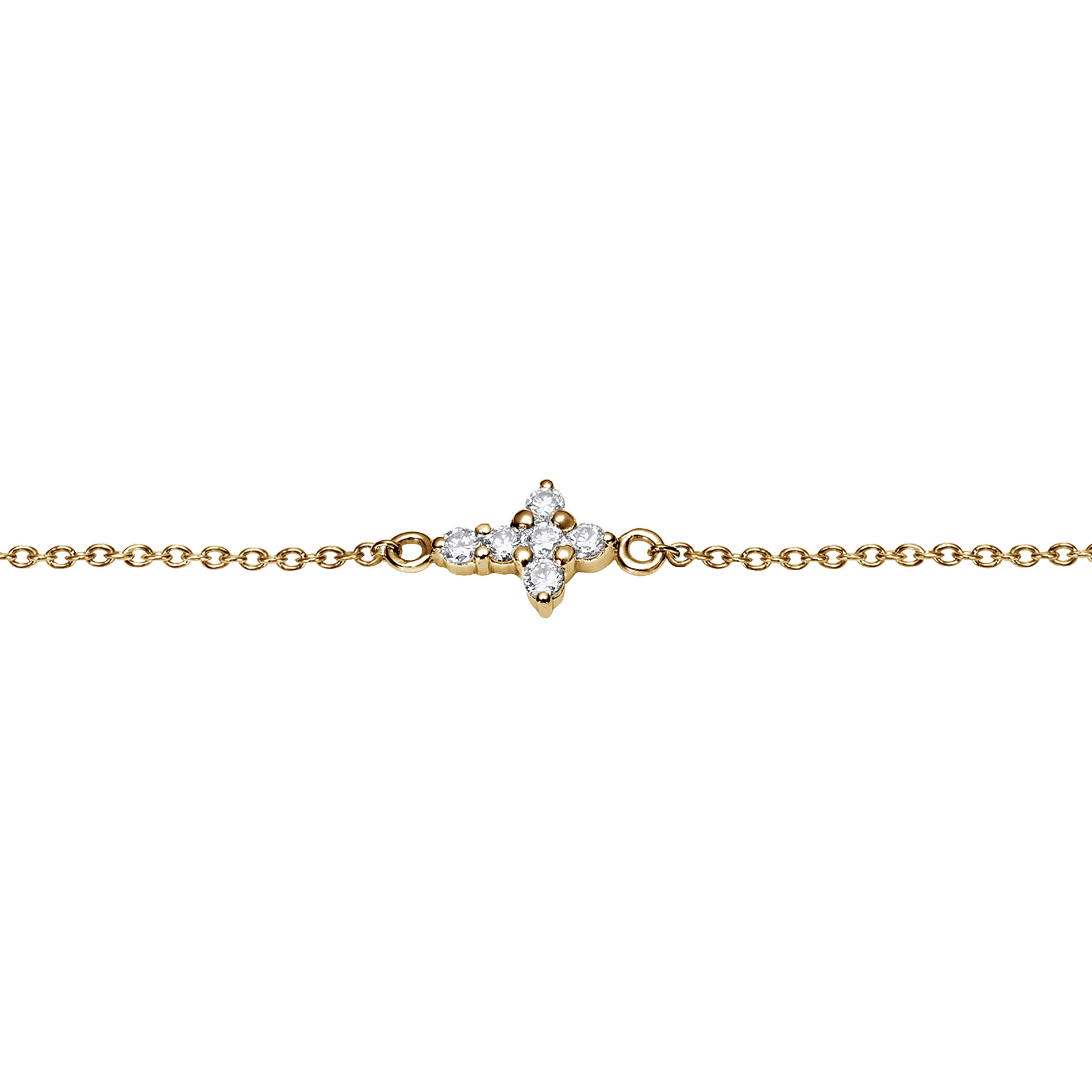 14K Yellow Gold Chain Bracelet with Diamond Cross