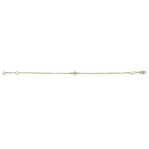 14K Yellow Gold Chain Bracelet with Diamond Cross