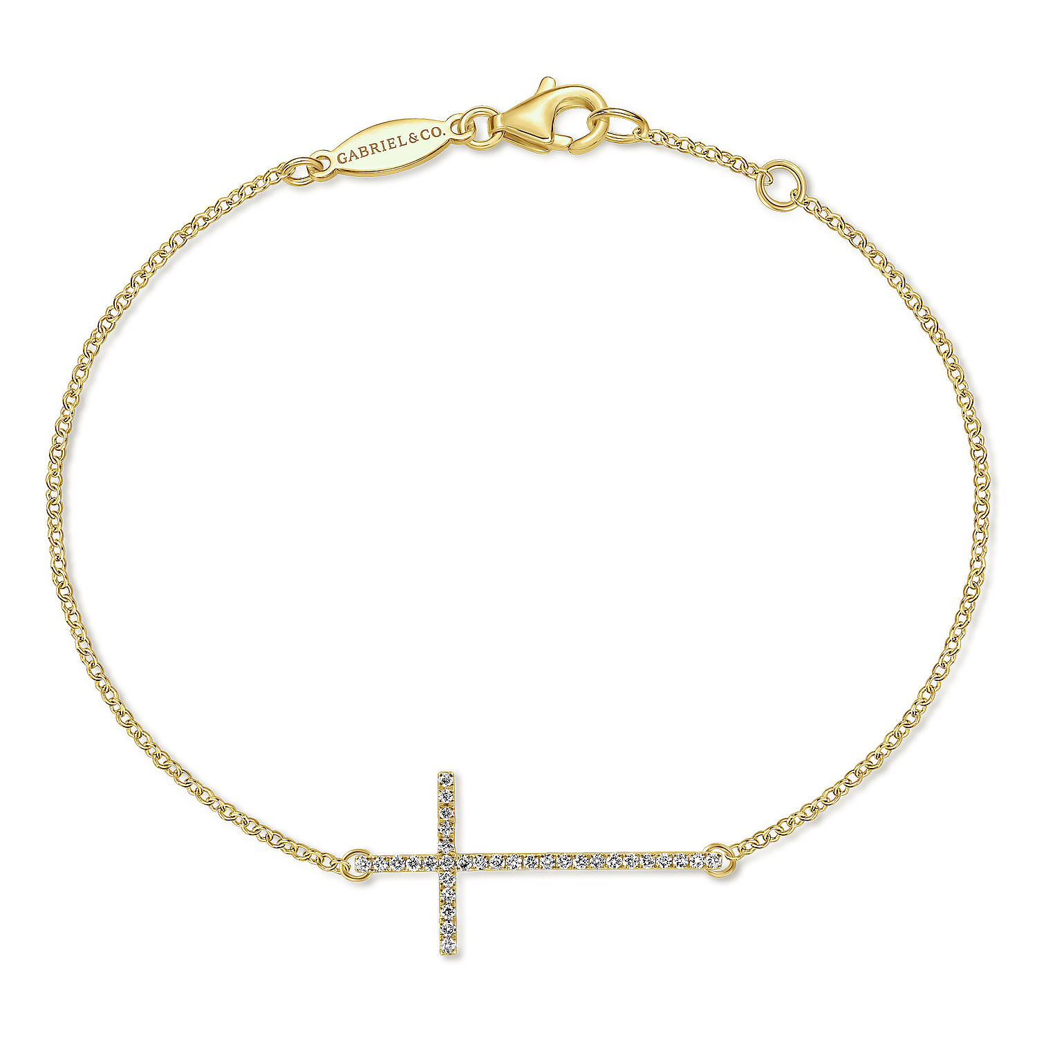 14K Yellow Gold Chain Bracelet with Diamond Cross