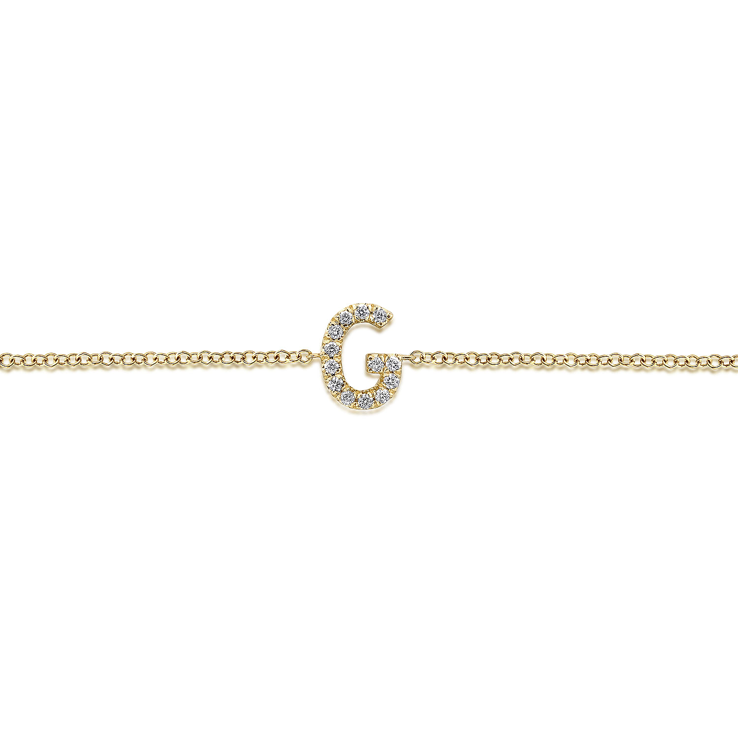 14K Yellow Gold Chain Bracelet with G Diamond Initial