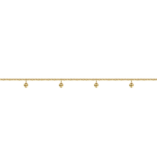 14K Yellow Gold Chain Bracelet with Metal Bead Drops angle 2