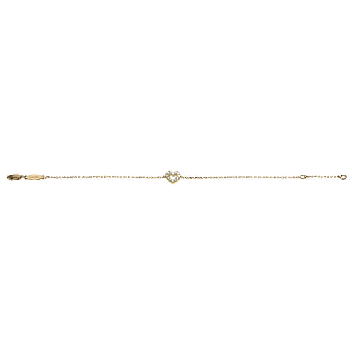 14K Yellow Gold Chain Bracelet with Pavé Diamond Heart