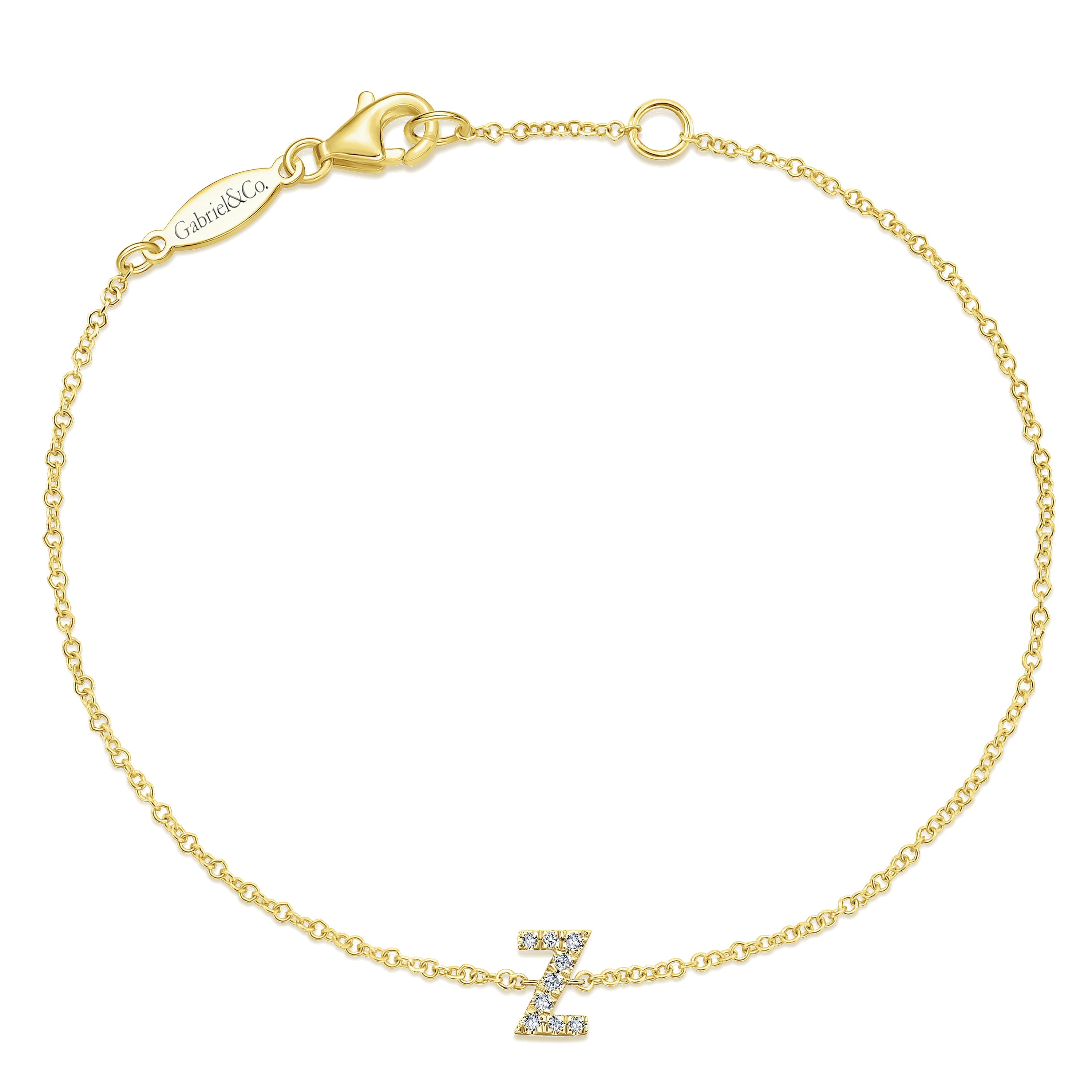 14K Yellow Gold Chain Bracelet with Z Diamond Initial