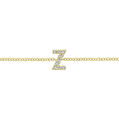 14K Yellow Gold Chain Bracelet with Z Diamond Initial