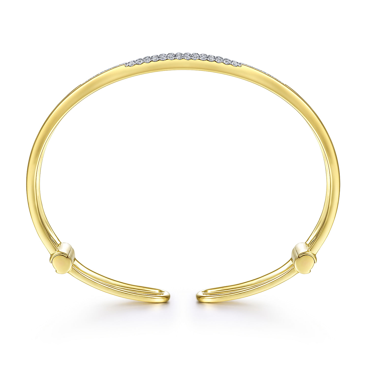14K Yellow Gold Chain Link Bangle with Diamond Frame