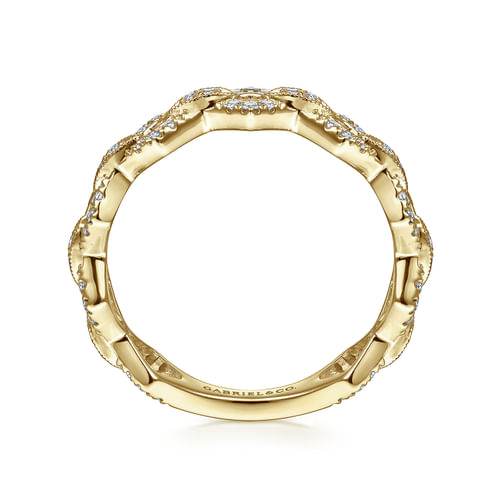 14K Yellow Gold Chain Link Stackable Diamond Ring
