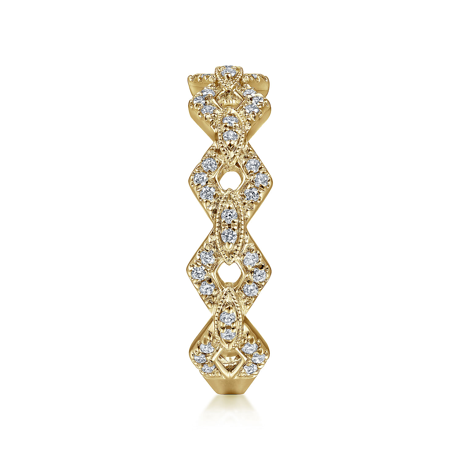 14K Yellow Gold Chain Link Stackable Diamond Ring