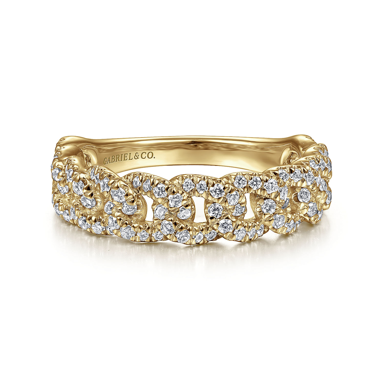 Gabriel - 14K Yellow Gold Chain Link Stackable Diamond Ring