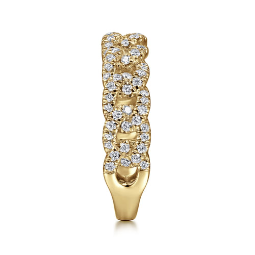 14K Yellow Gold Chain Link Stackable Diamond Ring