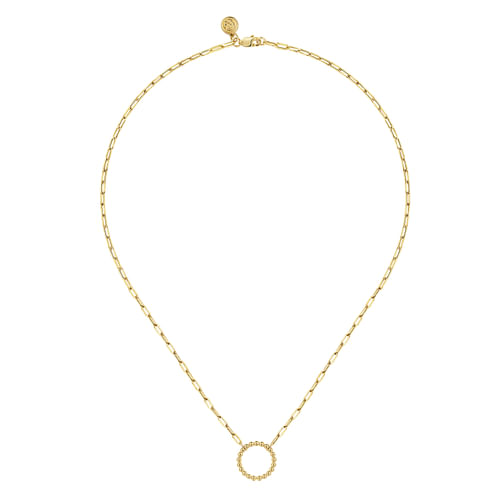 14K Yellow Gold Chain Necklace with Bujukan Circle