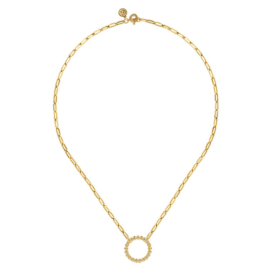 14K Yellow Gold Chain Necklace with Bujukan Circle angle 2