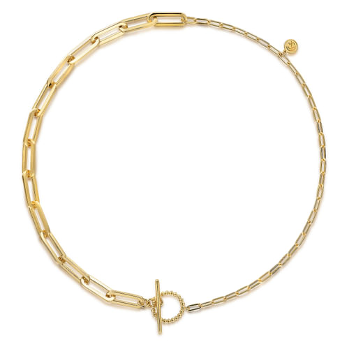 14K Yellow Gold Chain Necklace with Bujukan Toggle