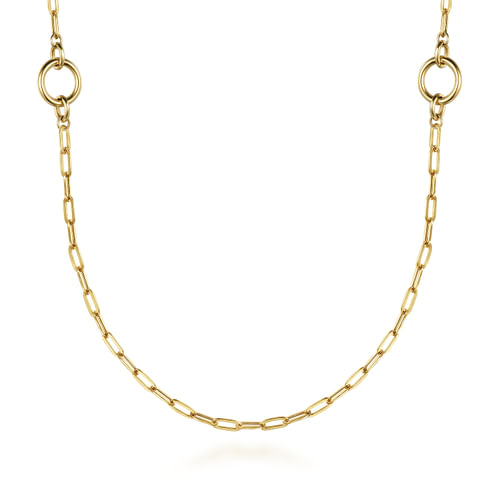 14K Yellow Gold Chain Necklace with Circle Stations