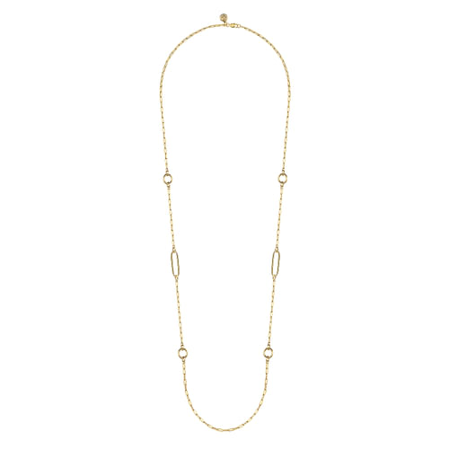 14K Yellow Gold Chain Necklace with Circle Stations