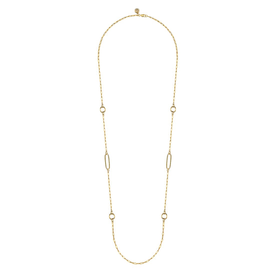 14K Yellow Gold Chain Necklace with Circle Stations angle 2