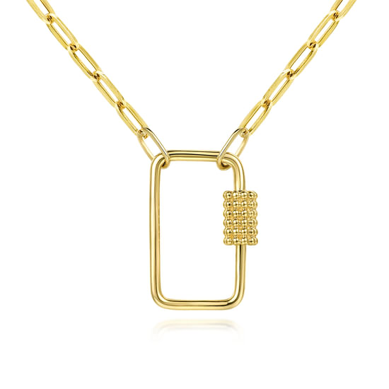 Gabriel - 14K Yellow Gold Chain Necklace with Rectangle Drop