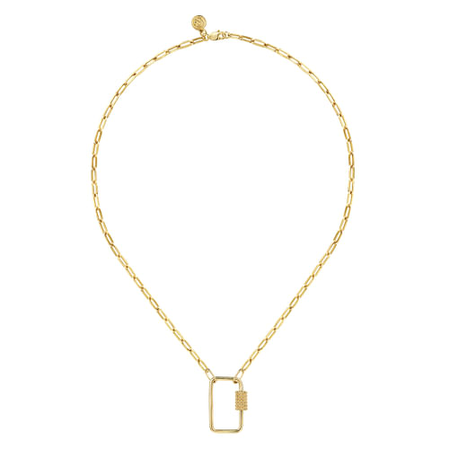 14K Yellow Gold Chain Necklace with Rectangle Drop